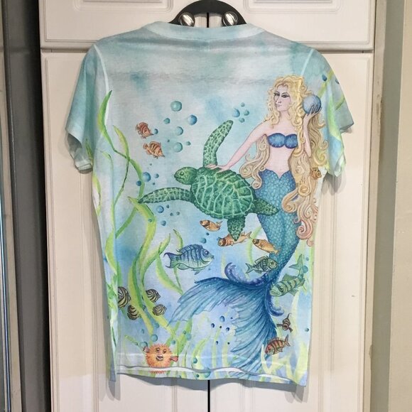 Sublivie Mermaid/Turtle Tee Shirt Size Medium - Picture 2 of 6